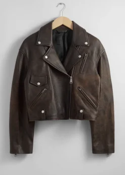 New & Other Stories Veste Motard Oversize En Cuir Marron vintage