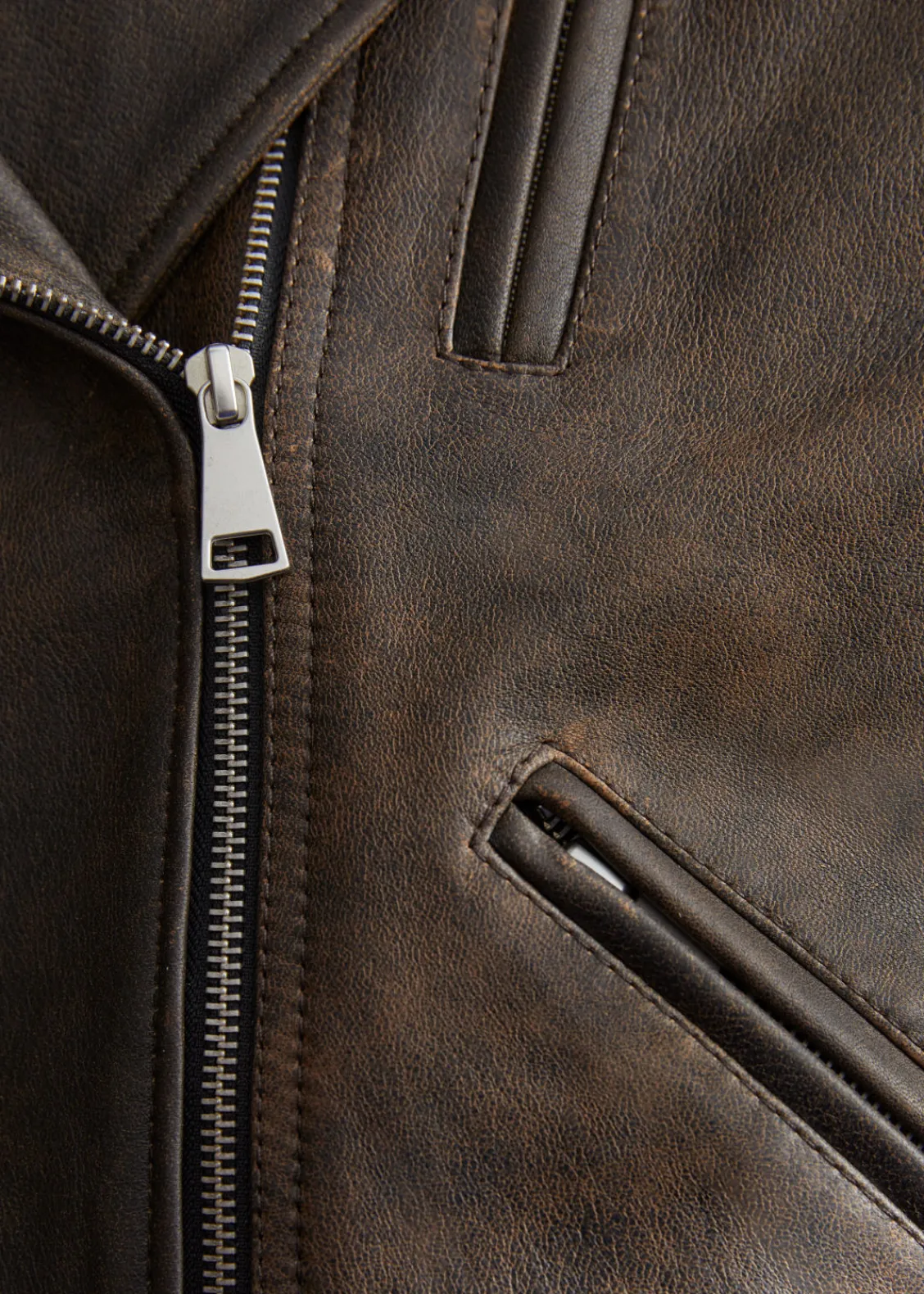 New & Other Stories Veste Motard Oversize En Cuir Marron vintage