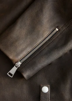 New & Other Stories Veste Motard Oversize En Cuir Marron vintage