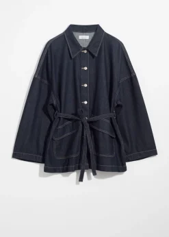 Store & Other Stories Veste Oversize En Jean à Ceinture Bleu