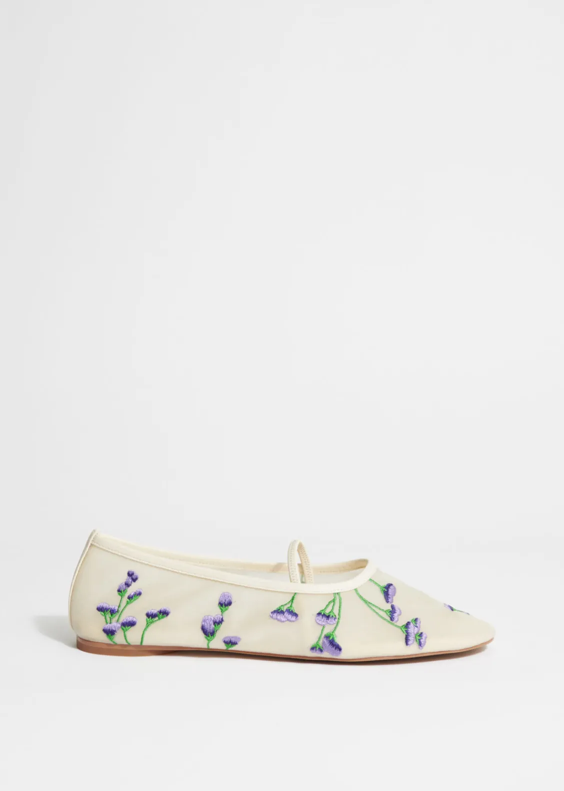 Best Sale & Other Stories Ballerines Brodées De Fleurs Blanc poussiéreux