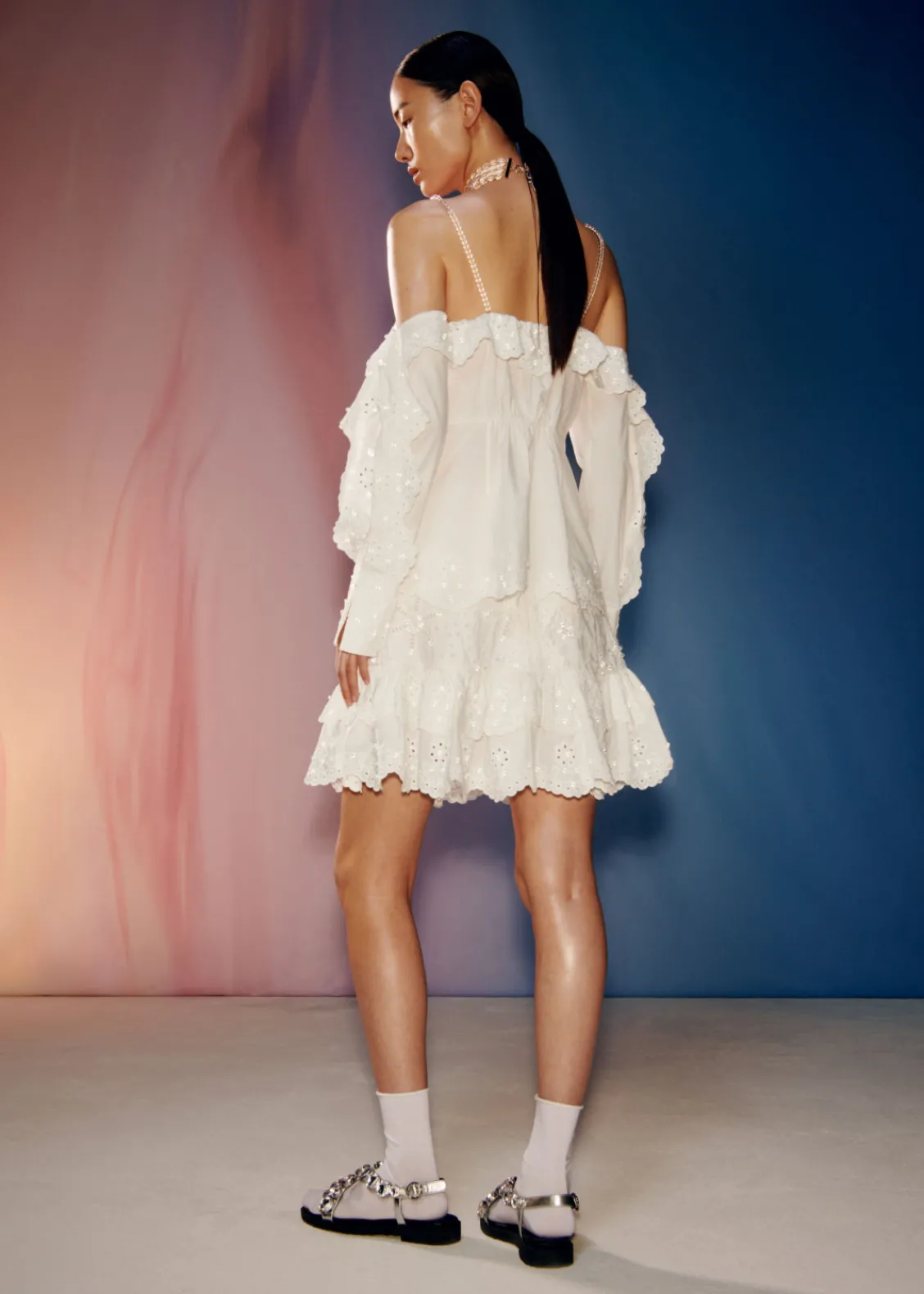 Best Sale & Other Stories Blouse Festonnée à épaules Dénudées White