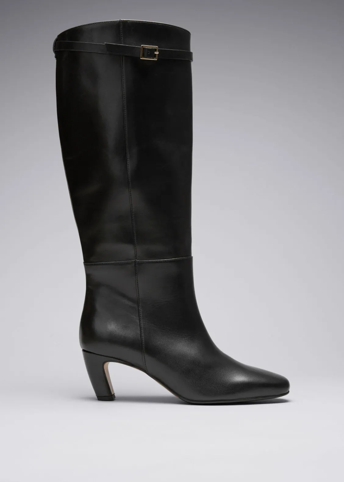 Fashion & Other Stories Bottes Hauteur Genou En Cuir Avec Boucle Noir