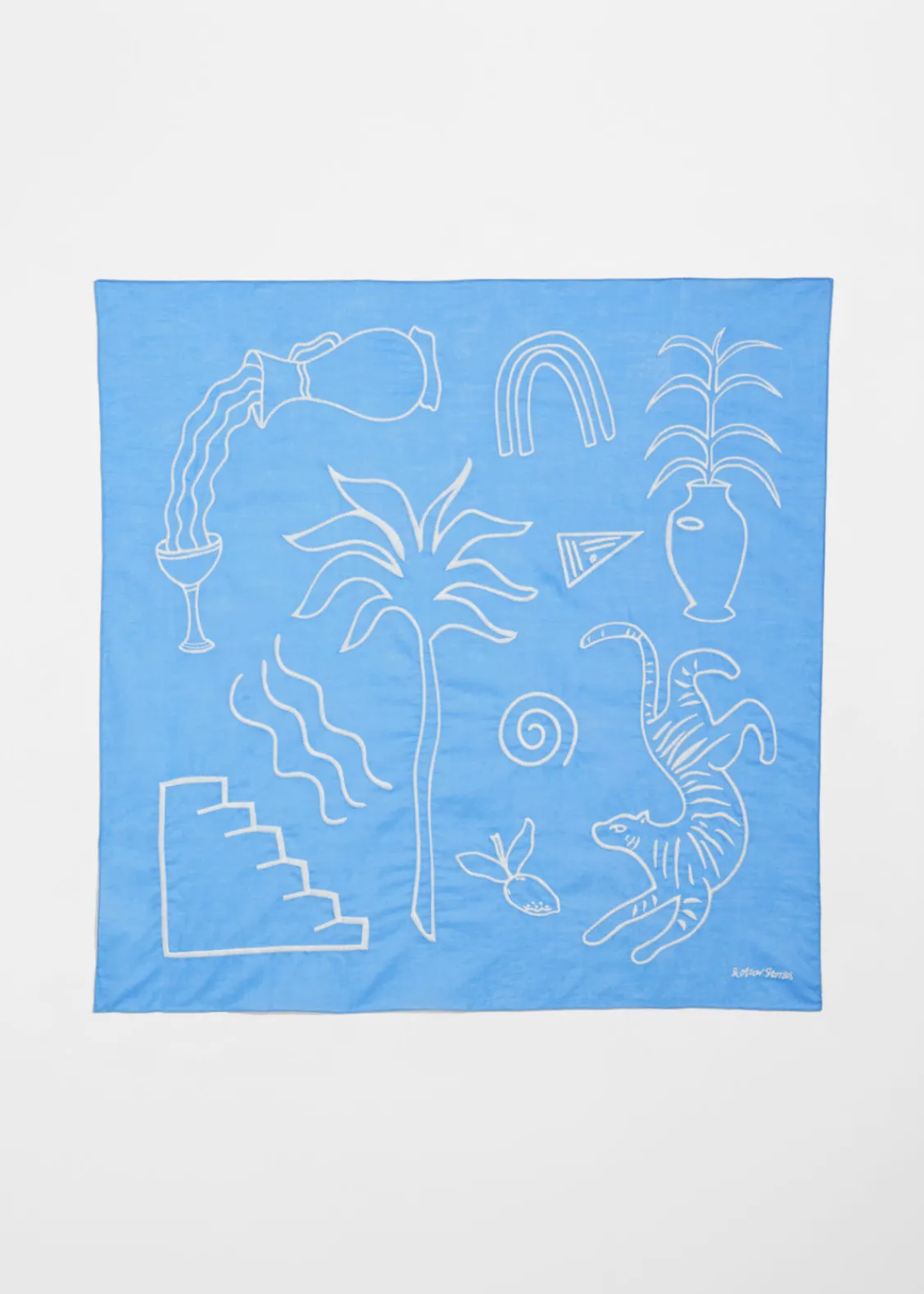 Cheap & Other Stories Foulard En Voile De Coton Brodé Bleu clair