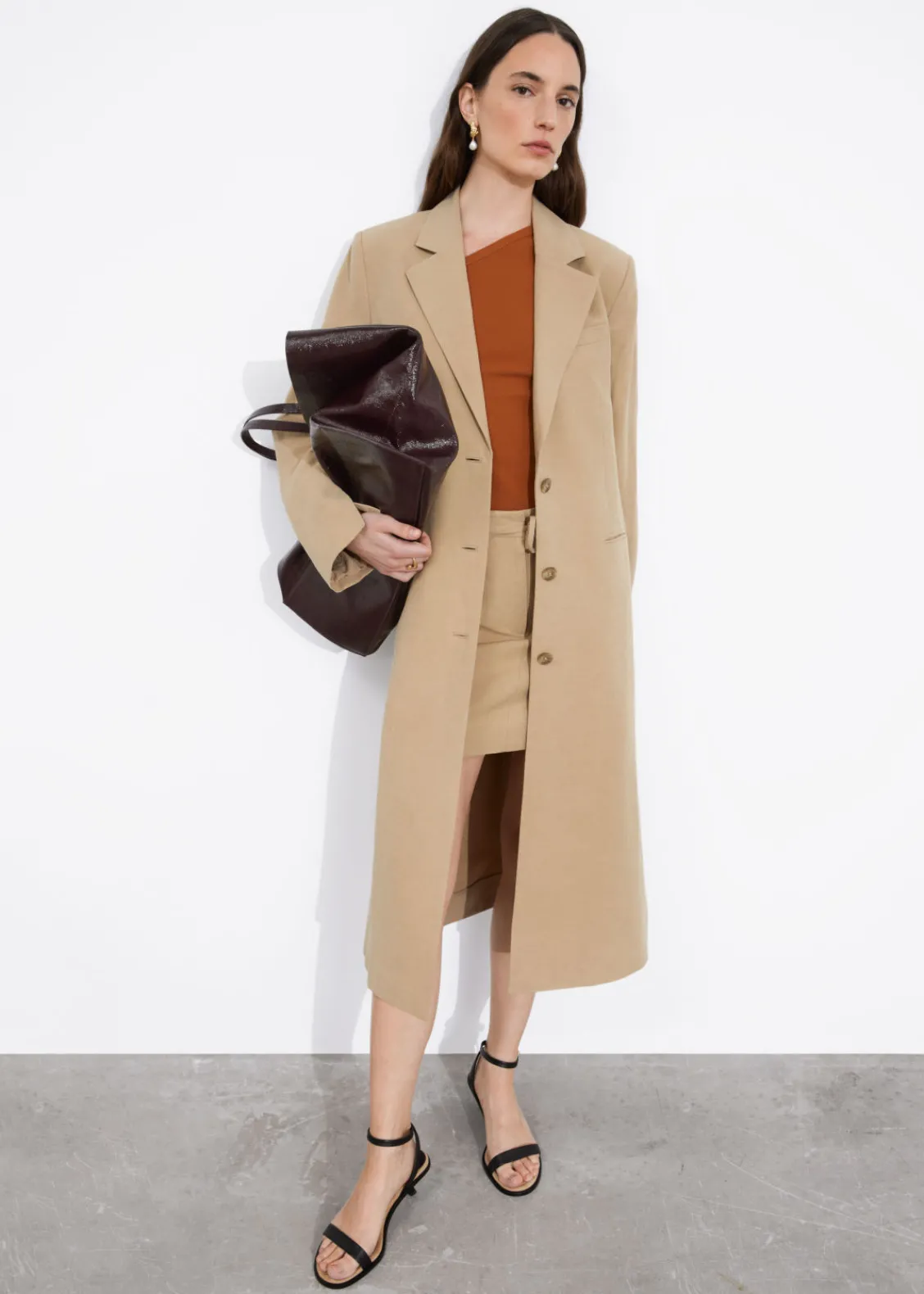 New & Other Stories Manteau Blazer En Soie Mélangée Beige