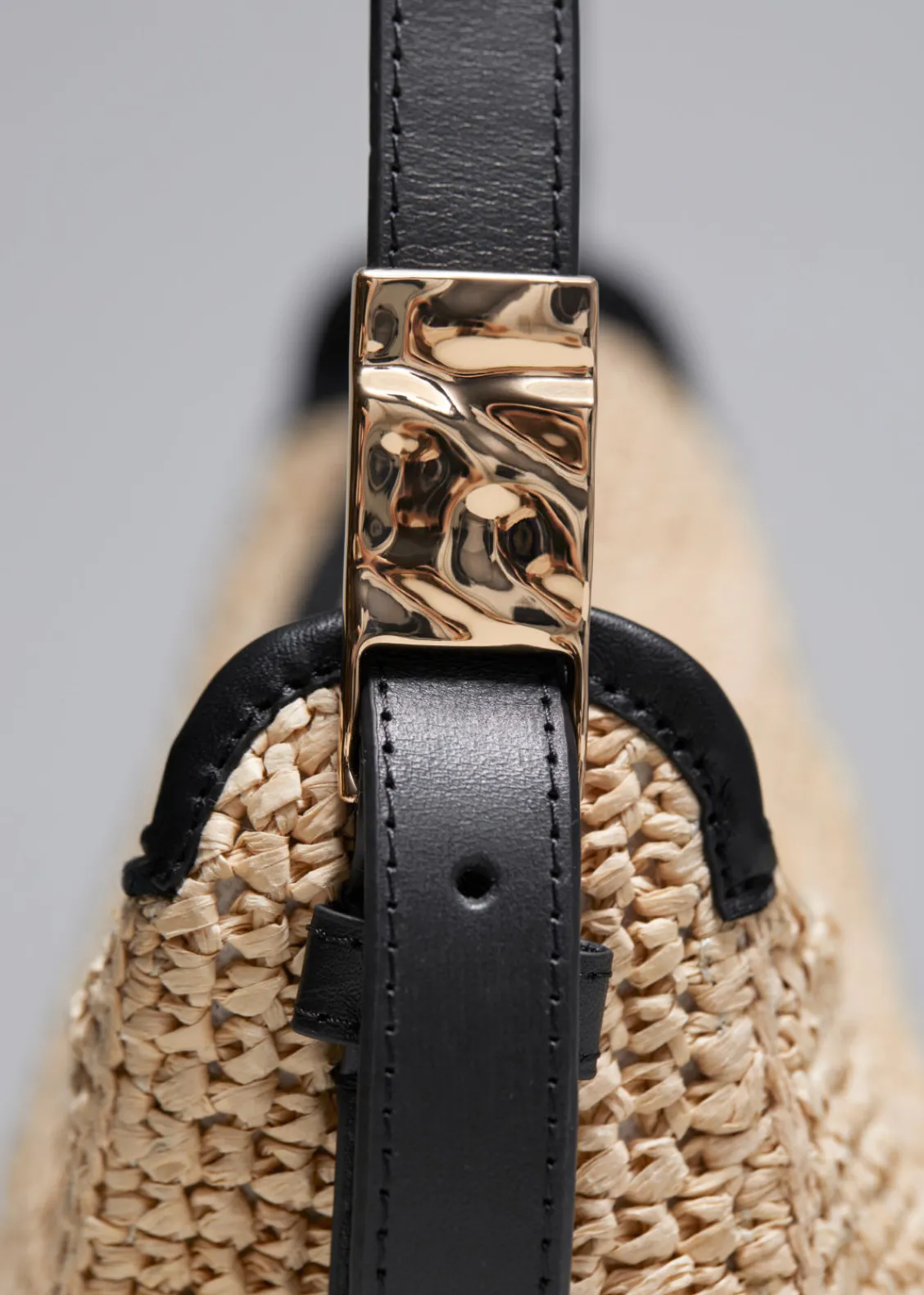 Store & Other Stories Sac Porté épaule En Paille à Finitions En Cuir Beige