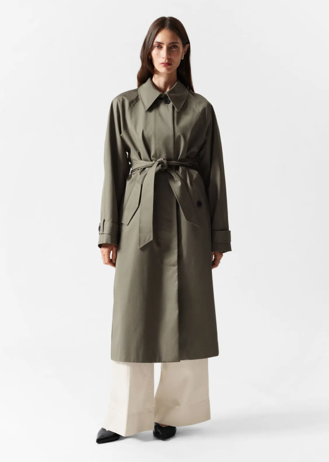 Sale & Other Stories Trench-coat à Boutonnage Simple Kaki