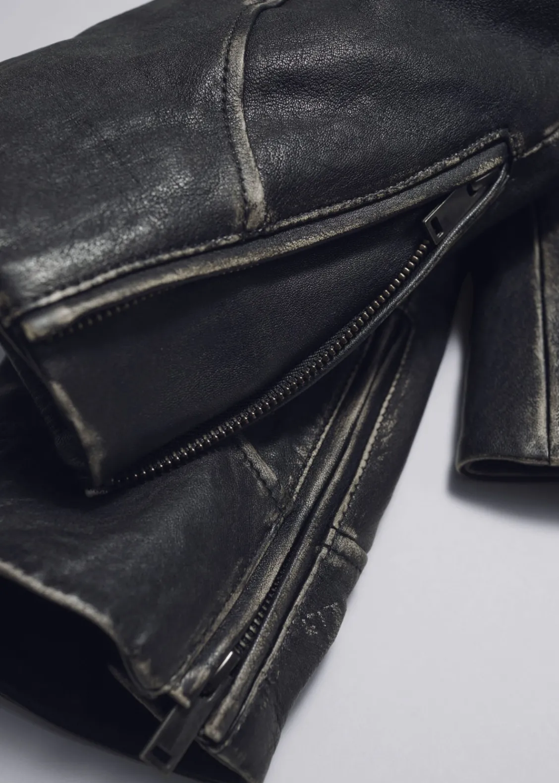 Outlet & Other Stories Veste En Cuir Surpiquée Noir